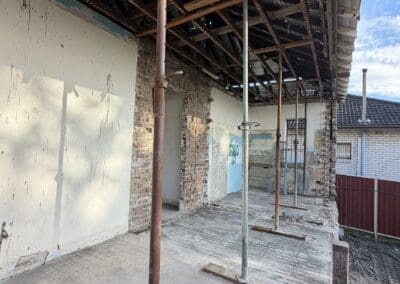 Back extension stripped out and propped before demolition in Bexley